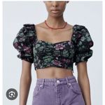 ZARA  Black Floral Crop Top Size XS Photo 0