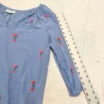 Velvet by Graham Spencer Martha neon floral embroidered blouse XS TB 4707 Blue Photo 2
