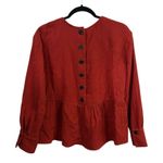 Madewell  Burnt Orange Soft Spun Peplum Hem Button Back Size Small Gauzy Blouse. Photo 4