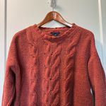 American Eagle  Cable Knit Rust Burnt Orange Crochet Crewneck Sweater Fall‎ S Photo 1
