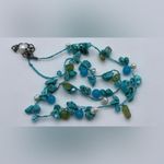 Howlite Pearl Peridot Quartz Beaded Necklace Artisan Made sterling silver blue Green Photo 1