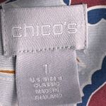 Chico's  Womens Button Up Blouse Size 8 Or 1 Maroon Floral Jaguar Print Boho Artsy Photo 10