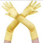 Long Gold Stretch Satin Evening Gloves Photo 0