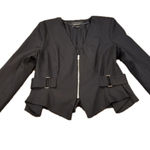 River Island  black belt gold zipper detail moto light Jersey jacket blazer 14 Photo 0