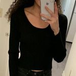 Cotton Emporium Black Ribbed Long Sleeve Top Photo 0