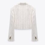 ZARA NWT white cropped striped blazer Photo 2