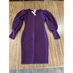 Karen T Design Balloon Long Sleeve mini bodycon fitted Sweater Dress Purple S Photo 2