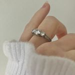 Three Stone Round Cut Engagement Promise Silver Ring “Othella” Princess Femme Jewelry Photo 1