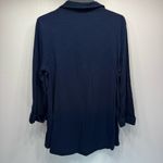 Chico's Chico’s Navy Blue Button Down Soft Slub Knit 3/4 Sleeve Collared Shirt Size 1/M Photo 2