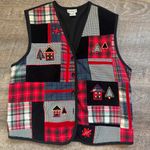 Koret Vintage Ugly Christmas Sweater Party Patchwork Vest Size Petite Small Black Photo 0