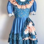 1960/70s Vintage Kawaii Ruffle Prairie Swing Dress Blue Photo 1