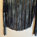 Bar III NEW!  SMALL Black Silver Gold Metallic Iridescent Long Sleeve Slinky Top Photo 8