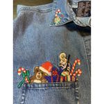 Vtg Solutions Christmas Denim Embroidered Shirt‎ Womens Small Gifts Toys Bears Blue Photo 6