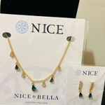 Nice & Bella Gold and Blue Necklace and Earrings bundle Elegant Jewelry. Photo 0
