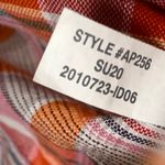 Madewell  Plaid Shirred Neck Boxy Top Cotton Short Sleeve Orange Oversized XXS Photo 8