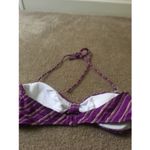 American Eagle Women's Juinors Purple Striped Swim Top Tie Neck Size Large Photo 3