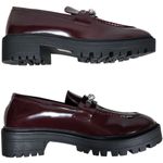 C. Paravano Women‎ Chunky Loafers Platform Loafers Lug Sole Dark Red 41 NIB Size 10 Photo 4