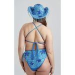 Easy Tiger Bodysuit Womens Small Blue Stargazer Sequin Festival Rave Costume Photo 2