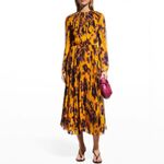Jason Wu Collection Sunburst Pleated Chiffon Orange Purple Midi Dress NWT Photo 15