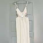 ZARA  Jumpsuit wide leg with cut out details size med in a ivory cream color Photo 10