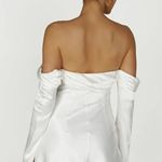 Meshki Giselle Off Shoulder Satin Mini Dress Photo 4