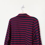 [Olivia Moon] Red Navy Striped Open Front Knit Blazer Jacket 3/4 Sleeves Size XL Blue Photo 3