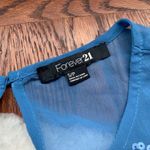 Forever 21 F21 Blue Striped Sequin Chiffon Short Sleeve Top Photo 3