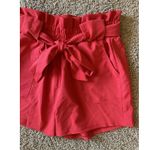 Grace Karin  Red Paperbag Ruffle Hem Shorts Pockets Elastic Waist Tie Women Small Photo 2