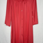 VTG Shadow Line Women's Med 3/4 Sleeve Bright Coral‎ Button Up Lounge Robe Mumu Red Photo 0