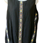THML /ANTHROPOLOGIE  Art Effect Embroidered Top Size L Open Back Black NEW Photo 0
