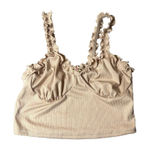 Womens Crop Top M Tan Sleeveless‎ Pullover Ruffles Stretch Party Night Out NEW Size M Photo 0