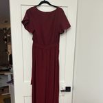 Leith  faux wrap, jumpsuit burgundy,/ wine color. elastic in back waist Photo 3