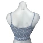 Nordstrom BP Blue White Daisy Knit Stretch Scoop Neck Cami Crop Tank Top Size M Photo 1