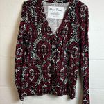 Onque Casuals Woman’s Business Casual Printed Vneck Chic Long Sleeve Top Medium Red Photo 0