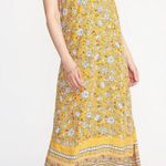 Old Navy Yellow Floral Criss Cross Adjustable Sleeveless V-Neck Maxi Dress Photo 0