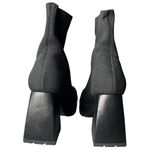 Womens 8.5 Sock Boots Platform Chunky Heel Booties Square Toe Slip On‎ Black Photo 3