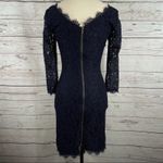 Diane Von Furstenberg  Zarita Mini Dress Lace Overlay 3/4 Sleeves Scalloped Hem Photo 7