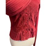 JOHN PAUL RICHARD Uniform Collection Women’s Small Leather & Knit Cardigan Sweat Red Photo 9