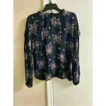 Nine West - Women's Black Floral LS Top, S/M Photo 4