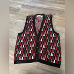 VTG CROSSINGS Festive Christmas Tree Sweater Vest Knit Multi Color Holiday L Red Size L Photo 1