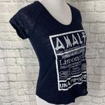 Stylus women S short sleeve navy blue top w/italian writing Multiple Photo 2