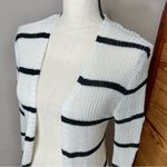 Pink Lily Black Cream White Stripe Long Sleeve Knit Long Length Cardigan Small Photo 4