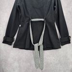 Self Esteem  Black Button Belted Retro Long Sleeve Pea Coat Y2K Jacket Medium Photo 4