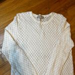 Loft Cream Diamond Knit Crew Neck Long Sleeve Sweater Women's Medium Cotton Wool Photo 4