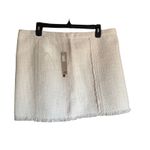Dalia Collection NWT  City Fit White Cotton Skirt Size 12- Fringe Edges Photo 1