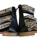 Very Volatile  Black And Grey Snakeskin Gladiator Sandals. Photo 9