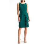 Marina Boat Neck Ruffled Sheath Dress Emerald‎ Green Size 16 Cocktail Photo 7