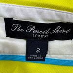 J. Crew The Pencil Skirt Cotton Neon Yellow Size 2 Knee Length Photo 10
