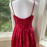 David's Bridal David’s Bridal Crimson Red Floral Jacquard Ballet Scoop Neck Formal Dress Size 6 Photo 3