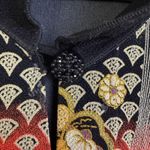 Moonlight  Y S Fashion Top Womens Black Oriental Floral Asym Slit Button Open Photo 2